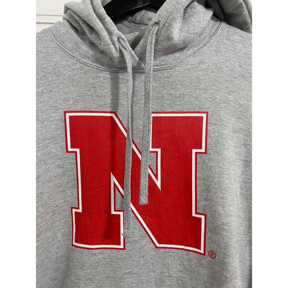 NWOT Nebraska Cornhuskers Gray Hoodie Sweatshirt Size L - Picture 2 of 5